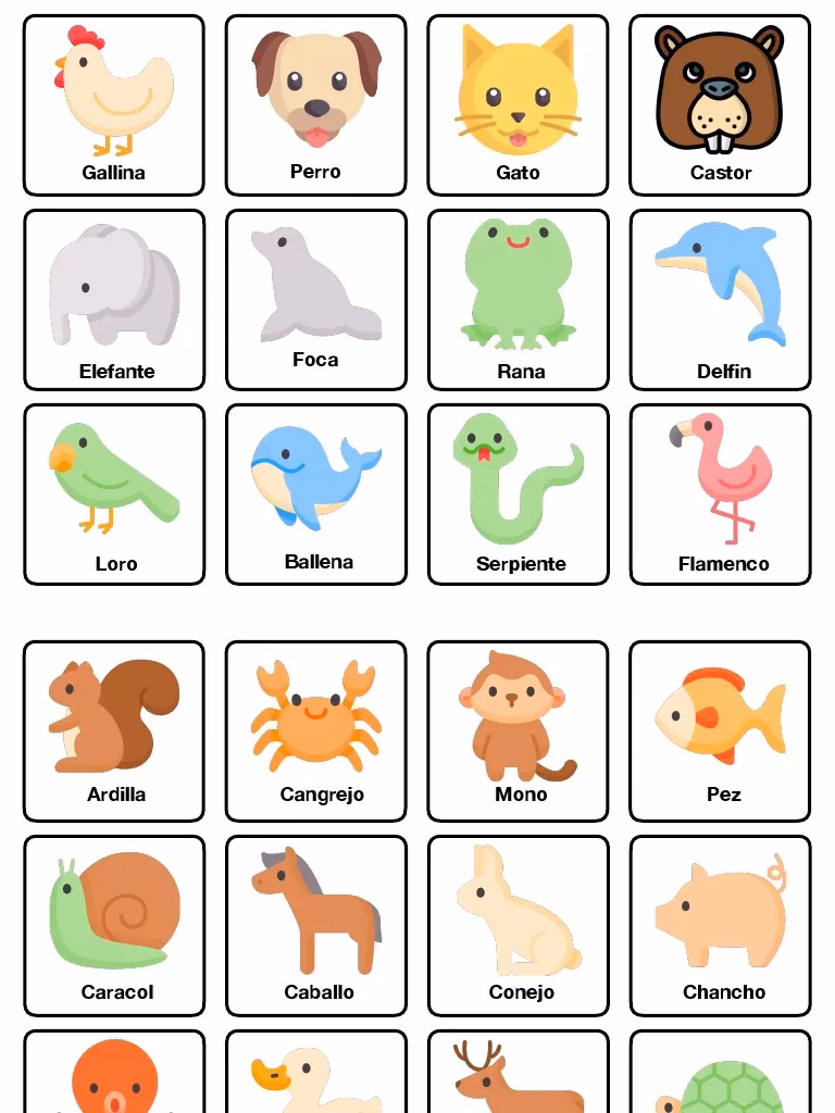 ¿Cómo se escriben 20 nombres de animales en inglés?