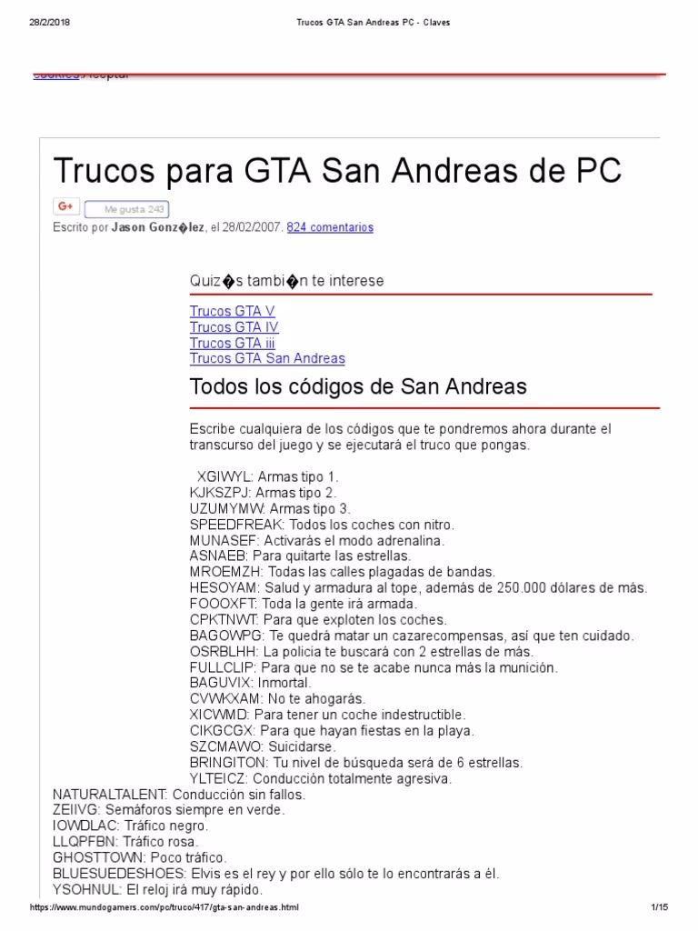 ¿Cuál es el código de trucos para el salto del conejo en GTA San Andreas?