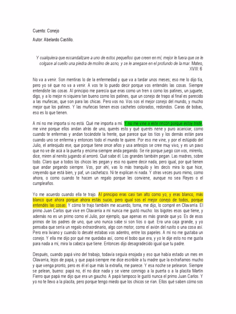 ¿Qué tipo de texto es el cuento del conejo?